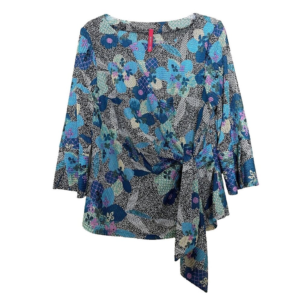 IC by Connie K Floral Abstract Artsy Blouse Top Medium Business Casual Office